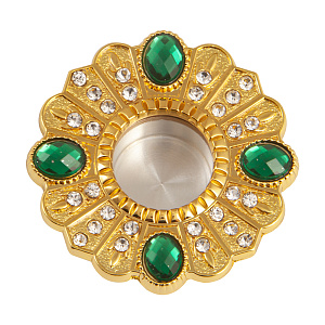 Мощевик врезной, цинковый сплав, Ø 42/18 мм (зеленые камни)