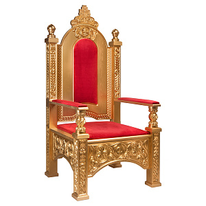 Архиерейский трон "Ярославский" позолоченный, 78х72х160 см (красная ткань, краска)