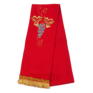 Закладка для Евангелия вышитая "Виноград", 150х12,5 см, габардин (красная)