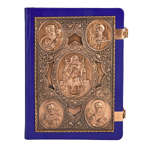 Апостол синий, оклад "под бронзу", кожа, 23х30 см (церковно-славянский язык)