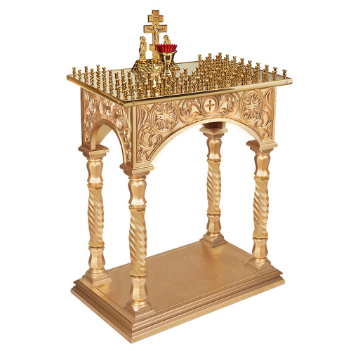 Панихидный стол на 100 свечей "Тверской" позолоченный, колонны, резьба, 85х50х96 см фото 2