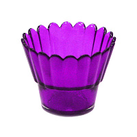 Стаканчик для лампады стеклянный рифленый фиолетовый, высота 6,5 см