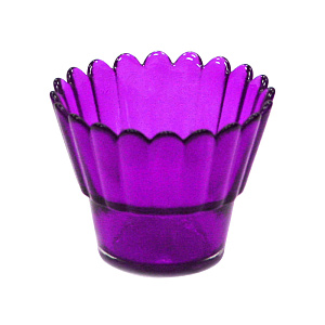 Стаканчик для лампады стеклянный рифленый фиолетовый, высота 6,5 см (8,5х6,5 см)