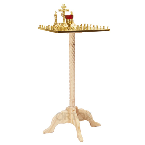 Панихидный стол на 36-50 свечей "Суздальский", цвет натуральное дерево, колонна, высота 100 см фото 3