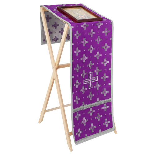 Накидка на аналой перекидная, шелк "Святительский", фиолетовая с серебром, 45,5х200 см фото 5