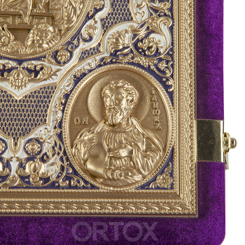 Апостол фиолетовый, оклад "под золото", бархат, эмаль, 23х30 см фото 6
