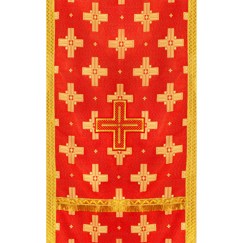 Накидка на аналой перекидная, жаккардовая ткань "Святительская", красная с золотом, 45,5х200 см фото 4