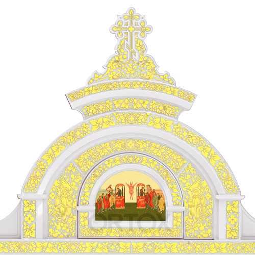 Иконостас "Владимирский" одноярусный белый с золотом (поталь), 690х470х40 см фото 7