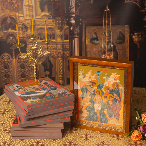 Комплект икон "Двунадесятые праздники" в киоте, 13 икон, 24х30 см, МДФ фото 3
