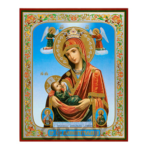 Икона Божией Матери "Млекопитательница", 15х18 см, бумага, УФ-лак №2 (10 шт в упаковке)