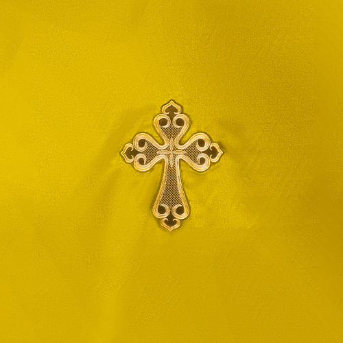 Катапетасма с вышитым крестом, креп-сатин, желтая, 140х320 см, У 3-4013 фото 2