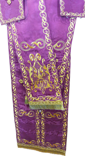 Архиерейский требный комплект фиолетовый вышитый, ткань муар фото 2