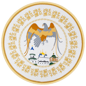 Орлец белый, вышивка на бархате, бахрома (белый)