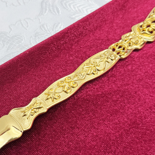 Лжица из ювелирного сплава в позолоте с фианитами, длина 24,5 см фото 6