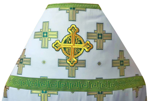 Иерейское облачение бело-зеленое, греческий шелк, вышивка фото 2