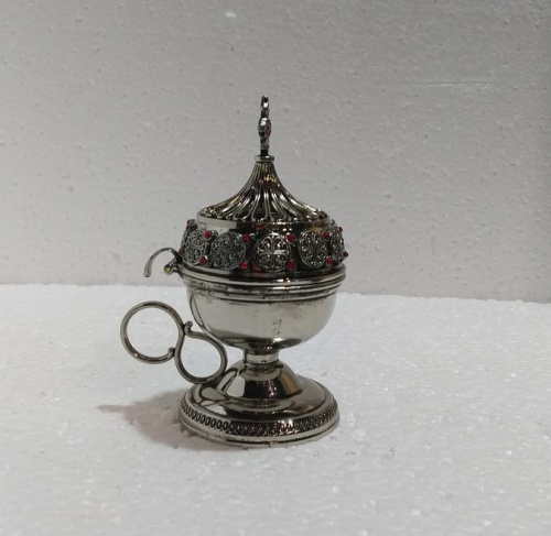Кадильница, цинковый сплав, камни, цвет "под серебро", 8,5х12 см, У-0943 фото 2