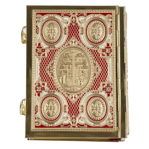 Евангелие требное среднее красное, полный оклад "под золото", 17х22 см фото 6 Евангелие требное среднее красное, полный оклад "под золото", 17х22 см фото 6