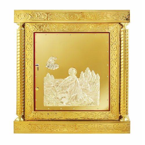 Жертвенник "Золотые своды" с иконой "Моление о чаше" чеканка, высота 100 см фото 3