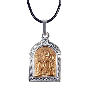 Образок мельхиоровый с ликом Ангела Хранителя, серебрение, золочение (средний вес 5 г)