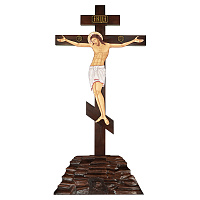Крест-голгофа напольная, цветная печать, резьба