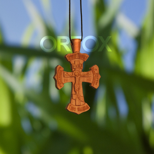 Деревянный нательный крестик «Солнце Правды» с распятием и молитвой Кресту, цвет светлый, высота 4,9 см фото 8