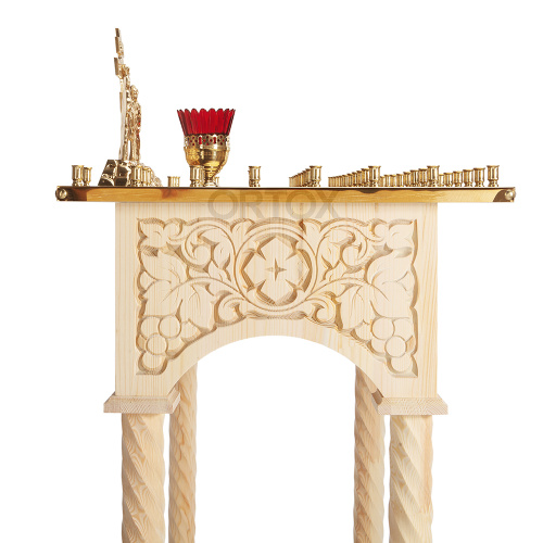 Панихидный стол на 70-100 свечей "Суздальский", цвет натуральное дерево, колонны, резьба фото 3
