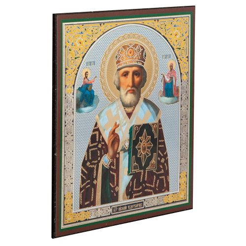 Икона святителя Николая Чудотворца, оргалит, 11,3х13,8 см фото 2