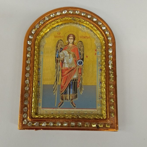 Икона настольная Архангела Михаила, пластиковая рамка, 6,4х8,6 см, У-0839 фото 6