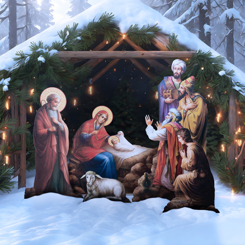Вертеп "Рождество Христово", 5 фигур, металл фото 2