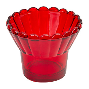 Стаканчик для лампады стеклянный красный, 8,2х6,3 см (рифленый)