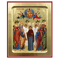 Икона Вознесения Господня, на дереве, золочение (поталь), 12,5х16 см