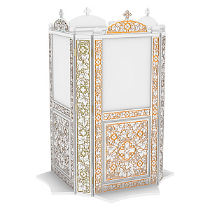 Киот напольный "Суздальский" белый с золотом (патина), на 4 иконы (без рамки, 80х50х205 см)