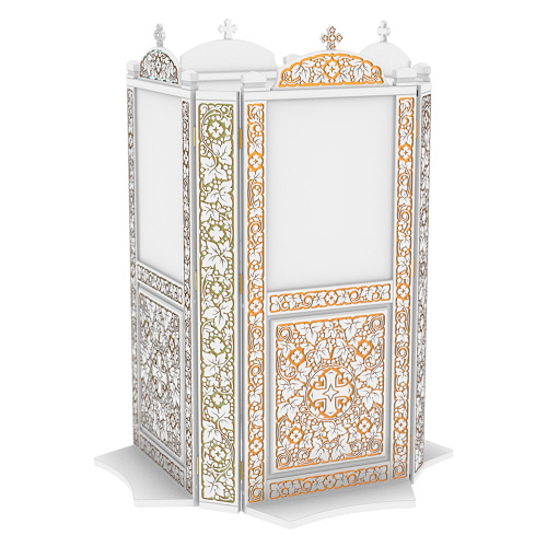 Киот напольный "Суздальский" белый с золотом (патина), на 4 иконы фото 2