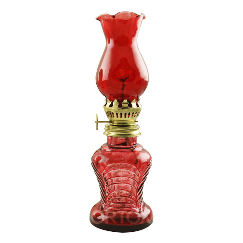 Лампа масляная из красного стекла, высота 20 см