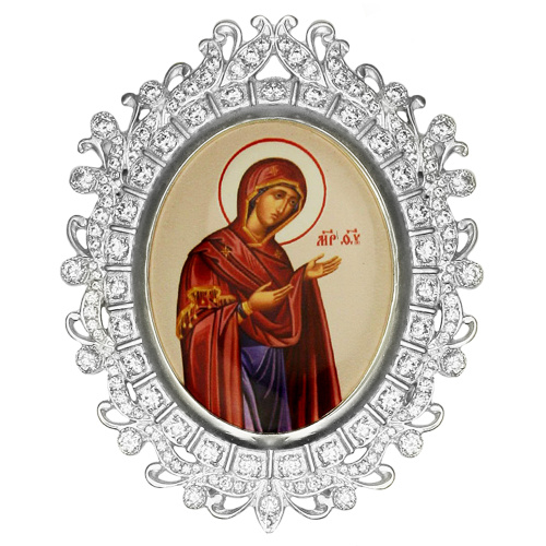 Накладки на митру (комплект из 4 штук) из ювелирного сплава в серебрении, с фианитами, №25 фото 3