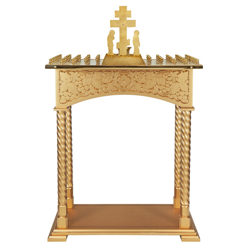 Панихидный стол на 70-100 свечей "Суздальский", цвет "золото", колонны, резьба фото 6