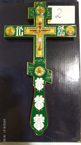 Крест напрестольный латунный восьмиконечный, 14,5х26 см, У-0631 фото 6