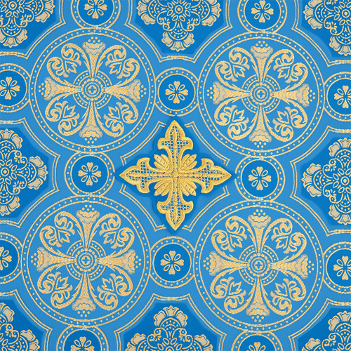 Пелена на престол комбинированная, голубая с золотом, вышивка фото 5