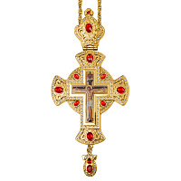 Крест наперсный с цепью, цинковый сплав, камни, 8,2х17,5 см