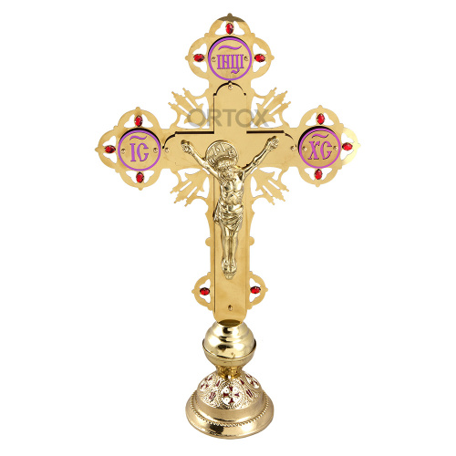 Крест напрестольный с подставкой, латунь, 30х60 см