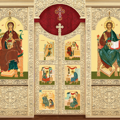 Иконостас деревянный "Суздальский" одноярусный, цвет "натуральное дерево", 608х378х25,4 см фото 6 Иконостас деревянный "Суздальский" одноярусный, цвет "натуральное дерево", 608х378х25,4 см фото 6