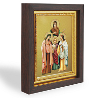 Икона святых мучениц Веры, Надежды, Любови и матери их Софии, в узком багете, цвет "темный дуб", на холсте, с золочением