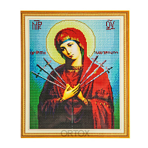 Алмазная мозаика "Икона Божией Матери "Умягчение злых сердец" на подрамнике, 40х50 см (25 цветов страз)