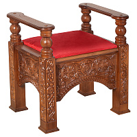 Седалище "Ярославское", цвет "орех", красная ткань, 68х52х68 см