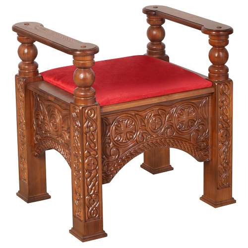 Седалище "Ярославское", цвет "орех", красная ткань, 68х52х68 см