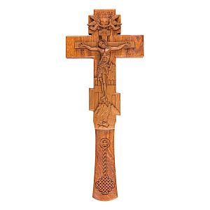 Крест напрестольный деревянный резной, 9,5х23,5 см (защитный лак)