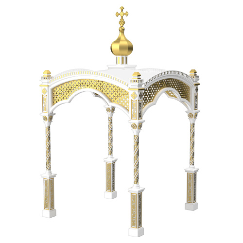 Сень над престолом "Романовская", белая с золотом (поталь), 245х245х440 см фото 4