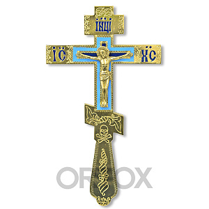 Крест напрестольный "Лазурный", эмаль, гравировка, 15x26 см (латунь)