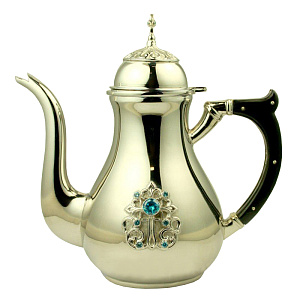 Чайник для теплоты из латуни в серебрении, высота 20 см, 0,75 л (сиреневые фианиты)
