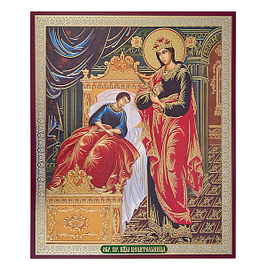 Икона Божией Матери "Целительница", бумага, УФ-лак, 15х18 см (тиснение)